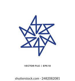 Diseño de logotipo redondo de contorno giratorio hexagonal
