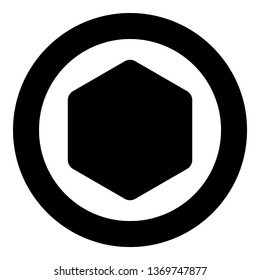 Hexagon with rounded corners icon in circle round black color vector illustration flat style simple image