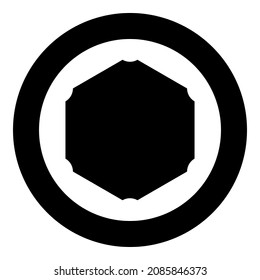 Hexagon with rounded corners icon in circle round black color vector illustration image solid outline style simple