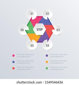 hexagon and rounded infographic template design. Business concept infograph with 6 options, steps or processes. Vector visualization can be used for workflow layout, diagram, annual report, web