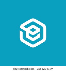 Hexagon Rounded Letter E Logo Design Vector Template