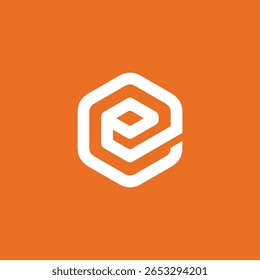 Hexagon Rounded Letter E Logo Design Vector Template