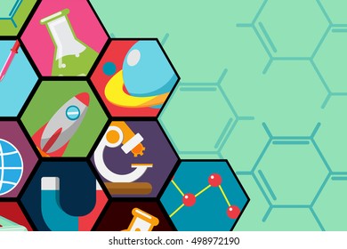 Hexagon Science Flat Icon Background Vector