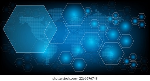 Hexagon science security Electronic for safety with  hologram vector concept for future technology element background business screen