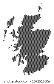 Hexagon Scotland map. Vector territorial scheme on a white background. Abstract Scotland map mosaic is combined of hexagon items.