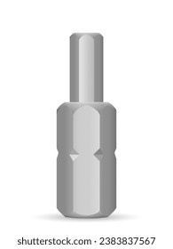 Hexagon screwdriver bit on a white background. Vector illustration.