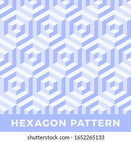 Hexagon seamless, abstract cube vector pattern. Blue color tone design, geometric 3d vector wallpaper, cube pattern background.