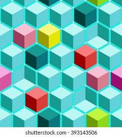 hexagon seamless pattern. Abstract seamless pattern. Geometric seamless pattern, Cube seamless pattern. Seamless pattern with rhombuses. Isometric cubes seamless pattern