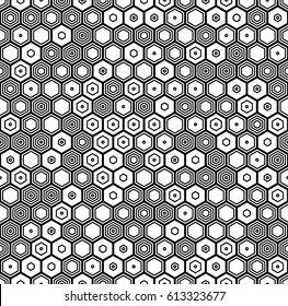 Hexagon Seamless Pattern. Abstract Minimalistic Black and White Hexagonal Pattern. Vector Illustration.
