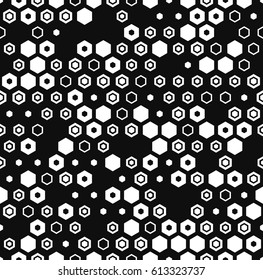 Hexagon Seamless Pattern. Abstract Minimalistic Black and White Hexagonal Pattern. Vector Illustration.