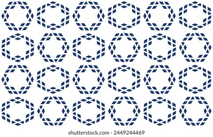 Patrón sin costuras hexagonal con flores azules, patrón sin costuras con estrellas azules sobre fondo blanco. Flor azul Patrón sin fisuras en azul y blanco. Diseño de Vector para la impresión de la tela, fondo
