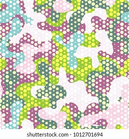 Hexagon seamless pattern camouflage. Modern military print texture with hexagons grid background vector illustration. Trendy camo can be used as print on clothes, wrapping paper, design of banners. 