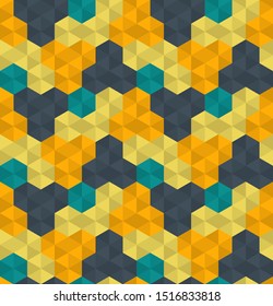 Hexagon seamless pattern. Geometric abstract polygonal mosaic. Decorative backdrop for wallpaper, pattern fills, web page background, surface textures.