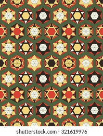 Hexagon seamless pattern. Geometric shapes. Cute wallpaper. Color repeat background.