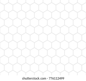 Hexagon Seamless Pattern. Gray Line Honeycomb Repeatable Pattern On White Background Vector.