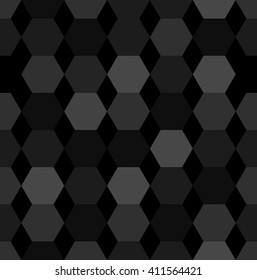 Hexagon seamless pattern, hexahedron shape, grey geometric background, vector illustration