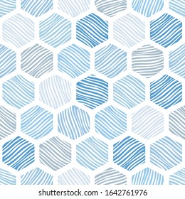 Hexagon seamless pattern. Honeycomb background.