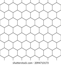 Hexagon seamless pattern. Honeycomb background. Simple monocrome tileable. Hex beehive tiles. Reflected wax pattern. Geometric hive grid. Reflecting honey design for print. Vector illustration