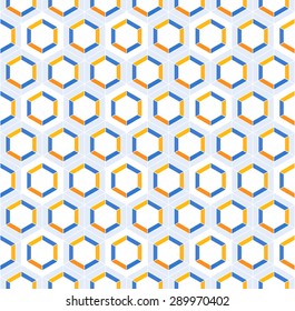 Hexagon seamless Pattern. Honeycomb background. Abstract Background. Geometric background. Grid Pattern. Colorful Pattern in maritime mood. Zigzag background. Summer backdrop. Vector regular Texture.