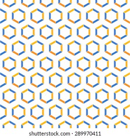 Hexagon seamless Pattern. Honeycomb background. Abstract Background. Geometric background. Grid Pattern. Colorful Pattern in maritime mood. Zigzag background. Summer backdrop. Vector regular Texture.