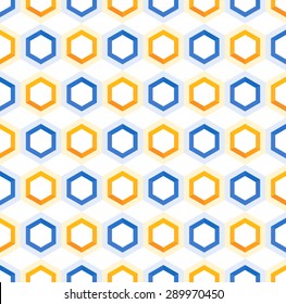 Hexagon seamless Pattern. Honeycomb background. Abstract Background. Geometric background. Grid Pattern. Colorful Pattern in maritime mood. Zigzag background. Summer backdrop. Vector regular Texture.