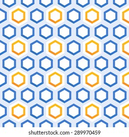 Hexagon seamless Pattern. Honeycomb background. Abstract Background. Geometric background. Grid Pattern. Colorful Pattern in maritime mood. Zigzag background. Summer backdrop. Vector regular Texture.