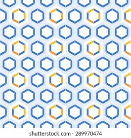 Hexagon seamless Pattern. Honeycomb background. Abstract Background. Geometric background. Grid Pattern. Colorful Pattern in maritime mood. Zigzag background. Summer backdrop. Vector regular Texture.