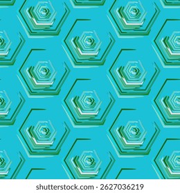 Hexagon seamless pattern with layered green concentric lines - Powered by Shutterstock - Get 15% off with code: PIKWIZARD15
