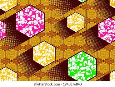 Hexagon seamless pattern, picture art and abstract background.