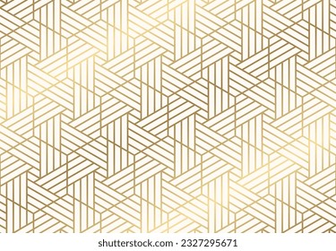 Hexagon seamless pattern with subtle gold striped lines. creating a luxurious and modern abstract background vector illustration.