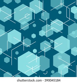 Hexagon seamless tech pattern. Vector illustration EPS10