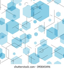 Hexagon seamless tech pattern. Vector illustration EPS10