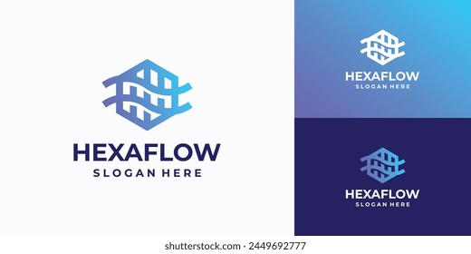 Hexagon shape air wave circulation vector logo design with modern, simple, clean and abstract style.