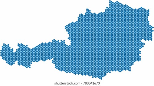 Hexagon shape Austria map on white background, Vector illustration.