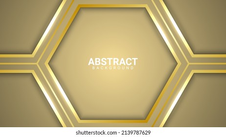 hexagon shape background with golden lines