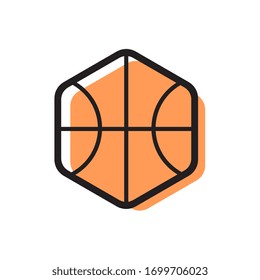 Hexagon shape basket ball icon, isolated on white background