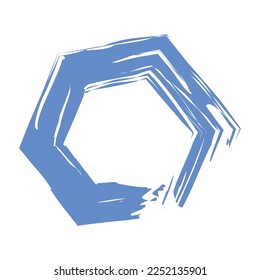 hexagon shape blue thick Color brush stroke artistic Vector illustration