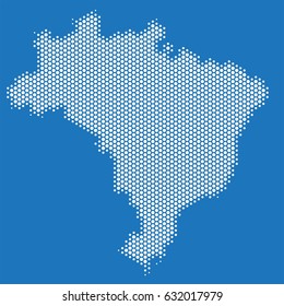 Hexagon shape brazil map on blue background. Vector illustration.