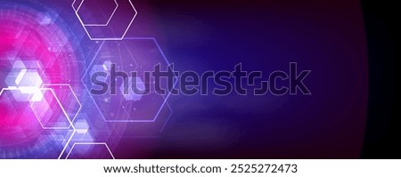 Hexagon shape element with solf light blue background,Technology abstract background