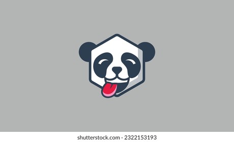 Hexagon-Form lustiger Bär-Logo-Vektordesign-Vorlage