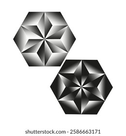 Hexagon shape. Geometric abstract. Metallic gradient pattern. Vector illustration.