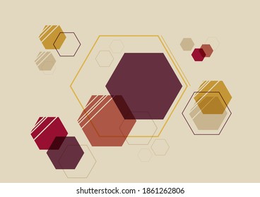 Hexagon shape geometric vintage background or backdrop