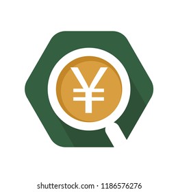 hexagon shape icon with the analysis concept of yen & yuan currency trading