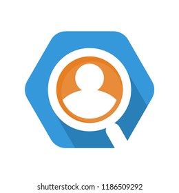 hexagon shape icon with the concept of finding someone, finding friend