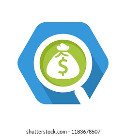 hexagon shape icon with a concept that illustrates, looking for income information