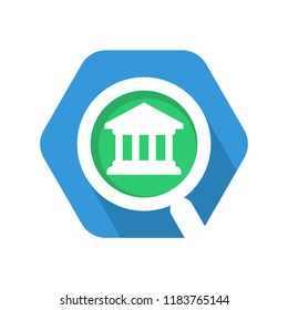 hexagon shape icon with a concept that illustrates looking for banking information