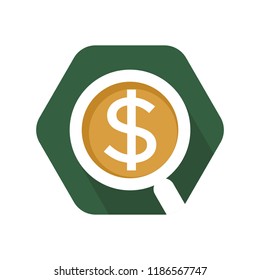 hexagon shape icon with the dollar trading analysis concept