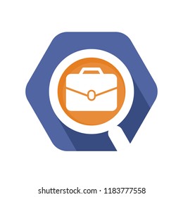 hexagon shape icon with the job search concept