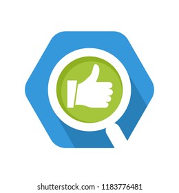 hexagon shape icon with a nice search recommendation concept