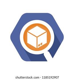 hexagon shape icon with the package tracking concept